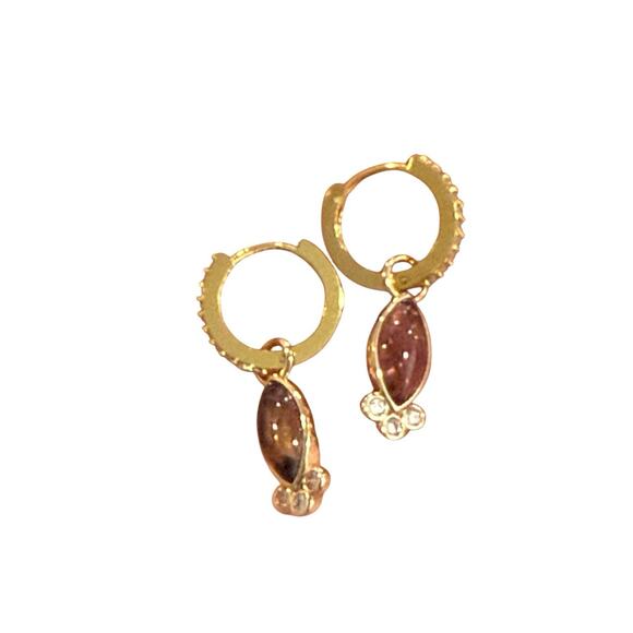 Eight Five One EFO Esme Gold Tone Hoop Dangle Earrings - Picture 1 of 8